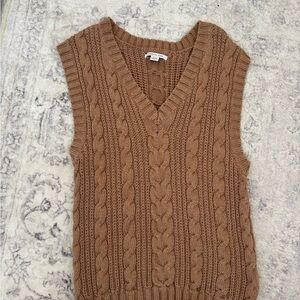 American Eagle Outfitters Brown Cable Knit V-Neck Sweater